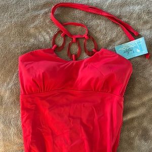 Contour halter one-piece swimsuit